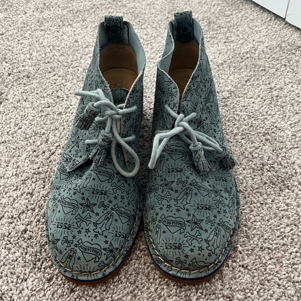 Hush Puppies Cyra Catelyn Suede Storm HP Print Chukka Boot Size 8.5